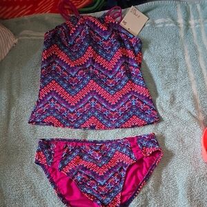 SO Pink and Blue Chevron Bikini Swimwear